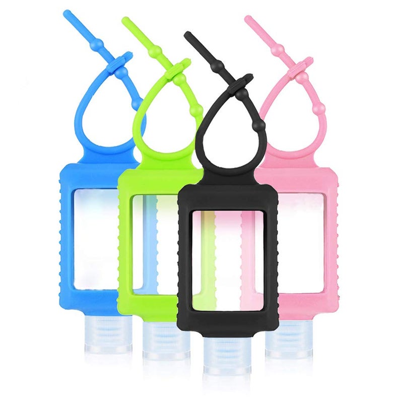 Nonebranded 4 Pack Travel Size Plastic Clear Bottles w/Silicone Sleeve Refillable Empty Squeeze Containers Leakproof Flip Cap Keychain Bottles Hand Sanitizer Holder for Backpack Travel Outdoor (60ml/2oz) - Image 4