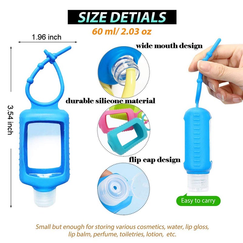 Nonebranded 4 Pack Travel Size Plastic Clear Bottles w/Silicone Sleeve Refillable Empty Squeeze Containers Leakproof Flip Cap Keychain Bottles Hand Sanitizer Holder for Backpack Travel Outdoor (60ml/2oz) - Image 3