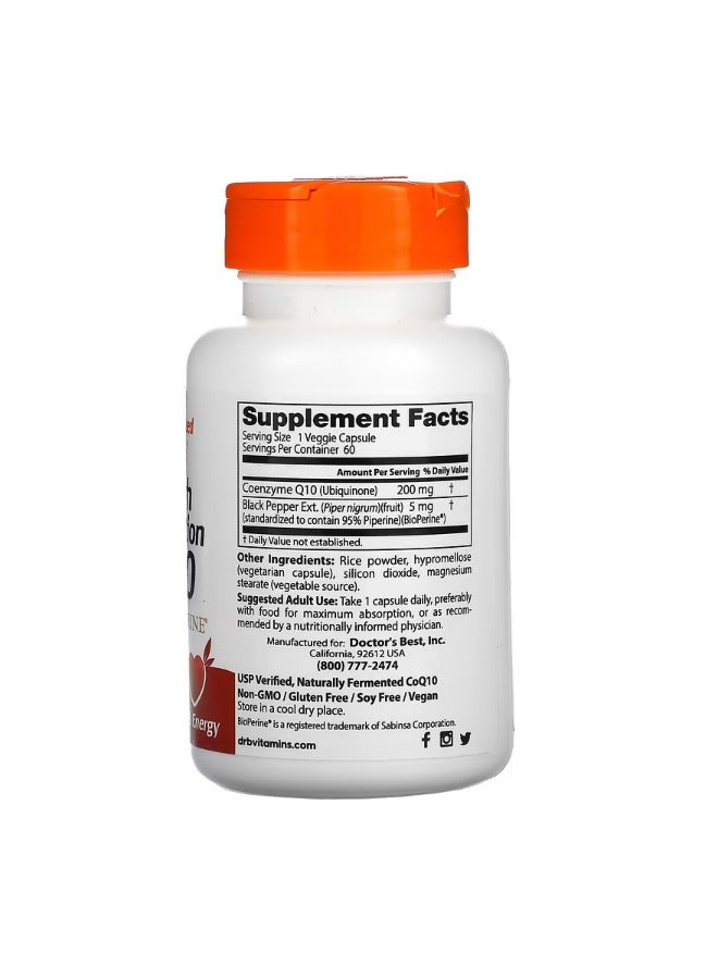 دكتورز بست High Absorption CoQ10 with BioPerine 200 mg 60 Veggie Caps - Image 2