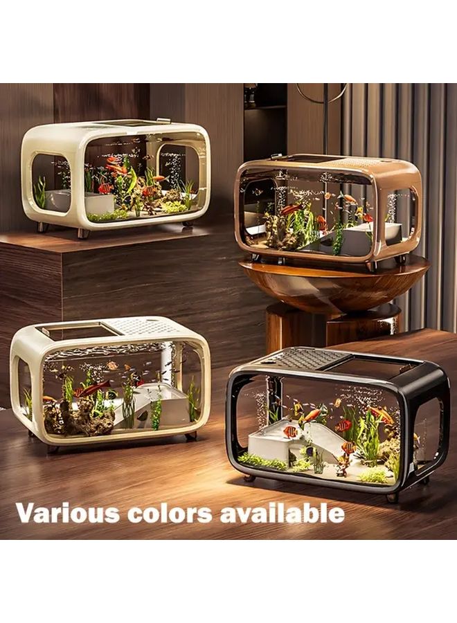 Brown Multifunctional Panoramic Desktop Fish Tank with Integrated Lighting - Image 5