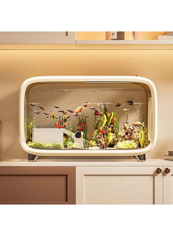 Brown Multifunctional Panoramic Desktop Fish Tank with Integrated Lighting - Image 4