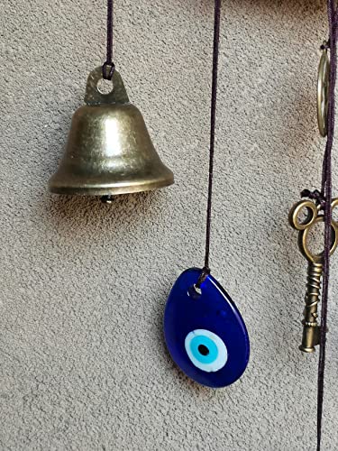 Persofine Witch Bells for Door Knob Protection,Witchy Wicca Decor Clear Negative Energies with Blue Evil Eyes for Home Garden Courtyard Decor Protection - Image 3