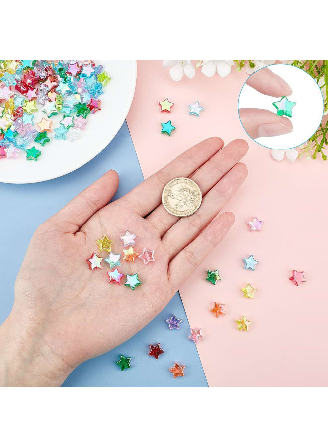 350pcs Acrylic Star Beads Clear Transparent Jewelry Making Accessories Supplies for Women Girls DIY Earring Bracelet Necklace Charms Making Decoration Mixed AB Color - Image 3