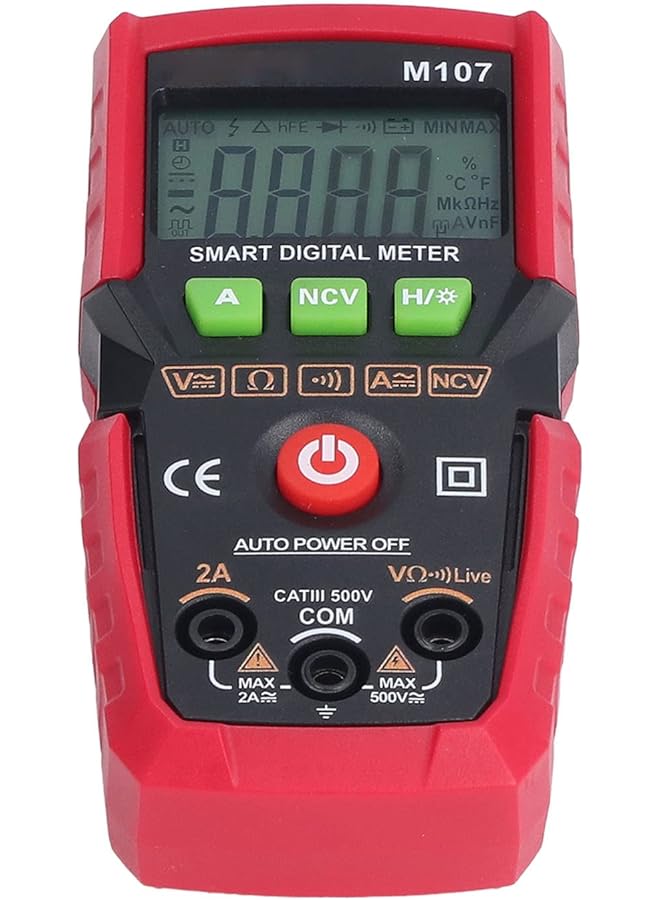 promass Digital Multimeter, Fully Automatic Multimeter, Voltage Tester, DC AC Voltmeter, Ohm Volt Amp Test Meter, Voltage Continuity Diodes Portable Multimeter for Testing (Red) - Image 1