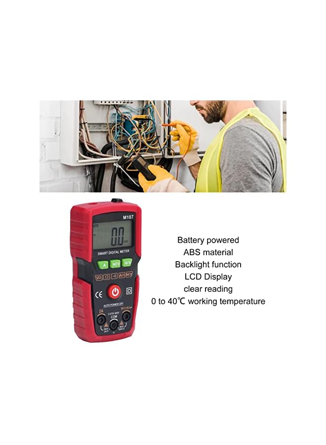 promass Digital Multimeter, Fully Automatic Multimeter, Voltage Tester, DC AC Voltmeter, Ohm Volt Amp Test Meter, Voltage Continuity Diodes Portable Multimeter for Testing (Red) - Image 4