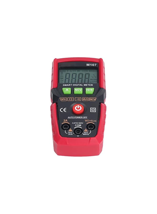 promass Digital Multimeter, Fully Automatic Multimeter, Voltage Tester, DC AC Voltmeter, Ohm Volt Amp Test Meter, Voltage Continuity Diodes Portable Multimeter for Testing (Red) - Image 2