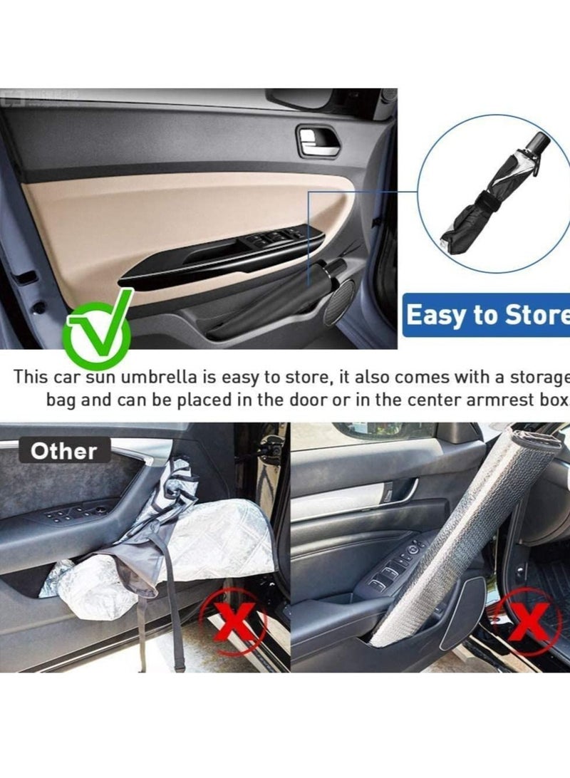 ELTRAZONE car sun shade umbrella for windshield,foldable sunshades umbrella for car front windshield Blocks UV Rays heat，Sun Visor Protector Keep Vehicle Cool and Protects Auto Interior (145cm*79cm) - Image 4