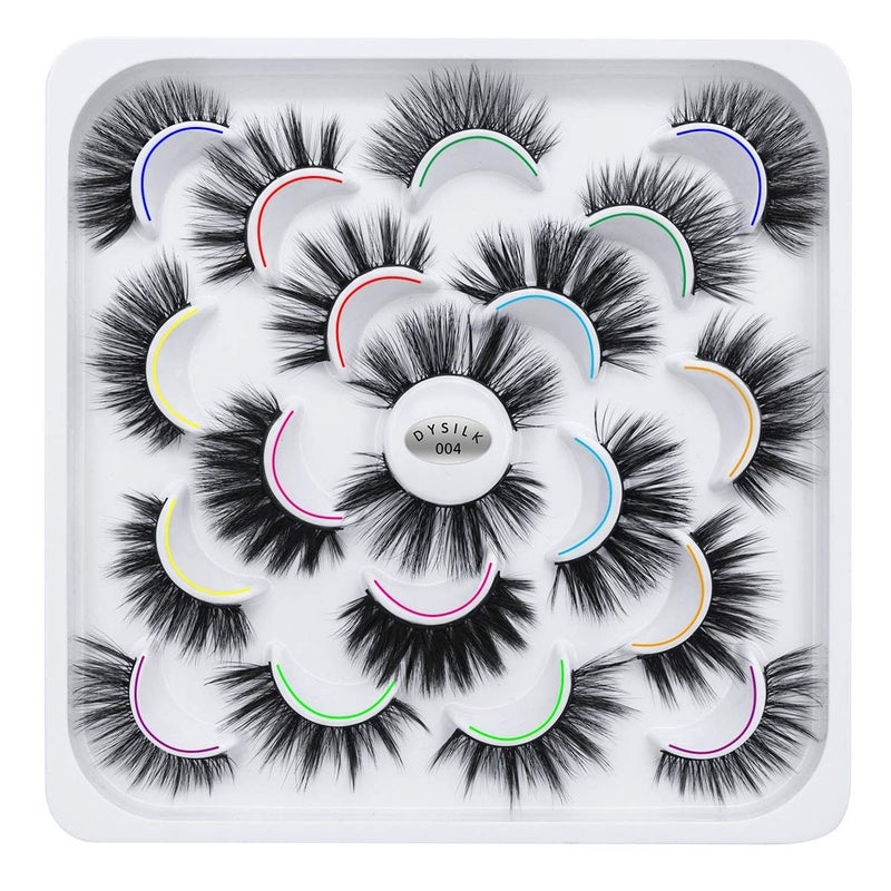 DYSILK Mink Lashes Fake Eyelashes Mink Eyelashes Fluffy 10 Styles Mixed Pairs 6D Faux Lashes Pack Lashes Natural Look Wispy Fluffy Cat Eye Reusable False Eyelashes