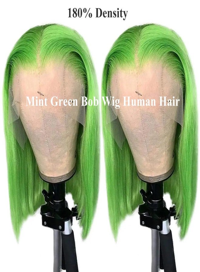 Ubetta Lime Green Bob Wig Human Hair Lace Front Wigs 14 Inch 13x4 HD Lace Front Wigs Human Hair Pre Plucked Glueless Wigs Brazilian Virgin Human Hair Short Bob Wig for Women 180% Density Deep Part Hairline - Image 4