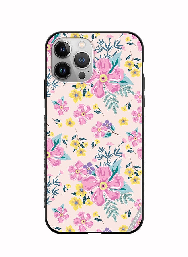 VR CREATIVE Protective Case Cover For Apple iPhone 12 Pro Max Pink Flowers Seamless Pattern Design Multicolour - Image 1