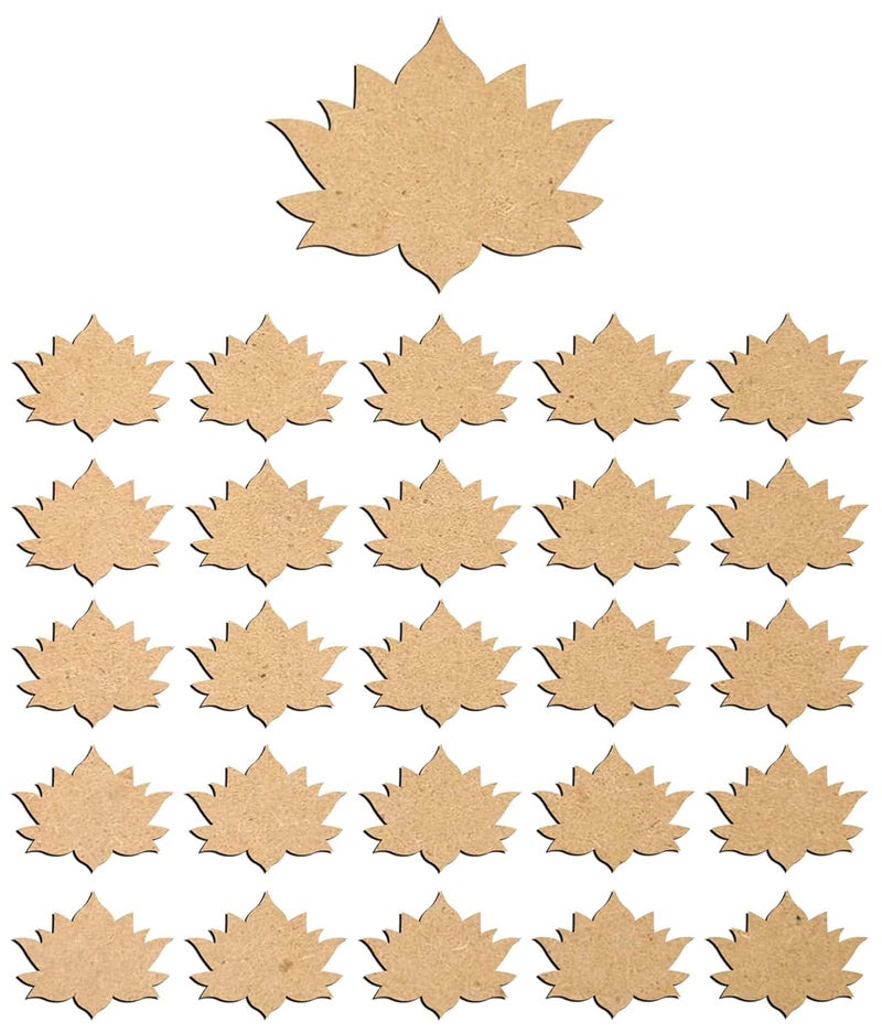 Haoser Haoser 3mm Wooden Cutouts for Scrapbooking Arts Crafts DIY Decoration Pack of 25 Lotus Cutouts for Craft Project Pine MDF 4 Inch 