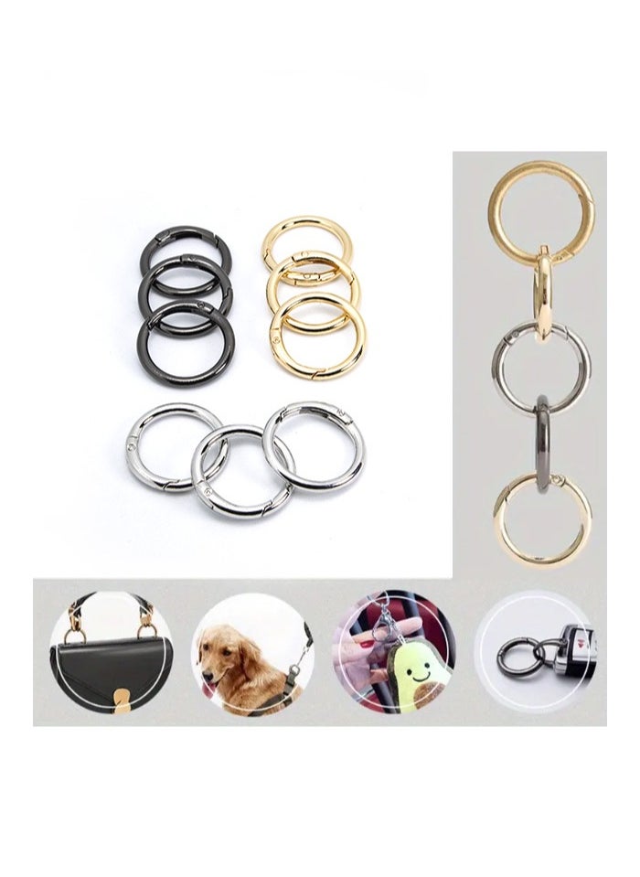 Generic - 6Pcs/lot Metal O Ring Spring Clasps Openable Round Carabiner Keychain Bag Clips Hook Dog Chain Buckles Connector For DIY Jewelry Making (Silver) - Image 1