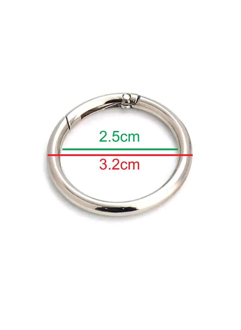Generic - 6Pcs/lot Metal O Ring Spring Clasps Openable Round Carabiner Keychain Bag Clips Hook Dog Chain Buckles Connector For DIY Jewelry Making (Silver) - Image 1