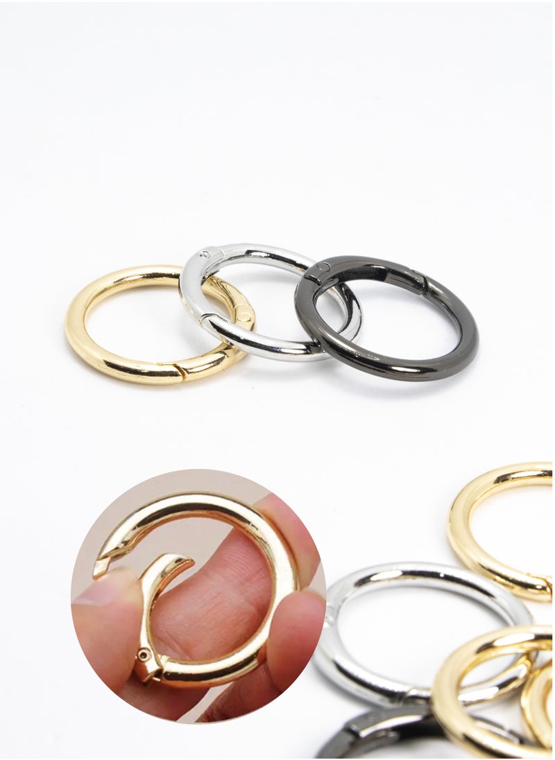 Generic - 6Pcs/lot Metal O Ring Spring Clasps Openable Round Carabiner Keychain Bag Clips Hook Dog Chain Buckles Connector For DIY Jewelry Making (Silver) - Image 1