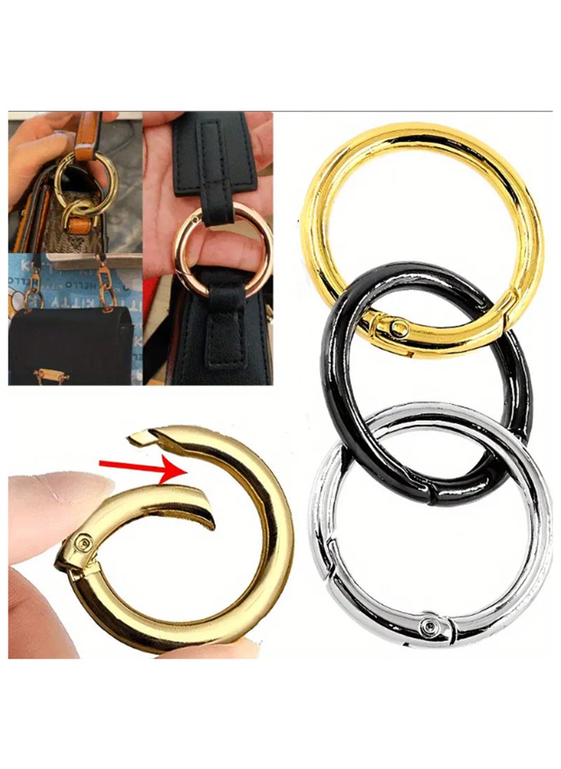 Generic - 6Pcs/lot Metal O Ring Spring Clasps Openable Round Carabiner Keychain Bag Clips Hook Dog Chain Buckles Connector For DIY Jewelry Making (Silver) - Image 1
