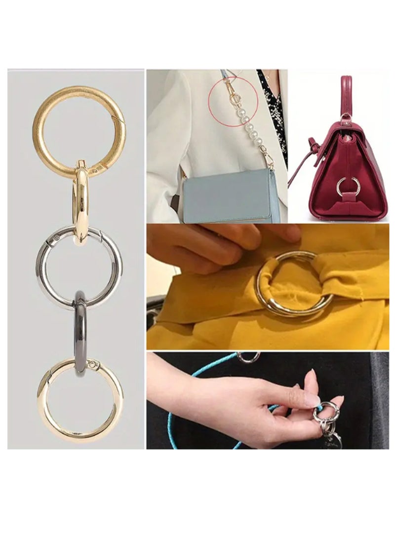 Generic - 6Pcs/lot Metal O Ring Spring Clasps Openable Round Carabiner Keychain Bag Clips Hook Dog Chain Buckles Connector For DIY Jewelry Making (Silver) - Image 1