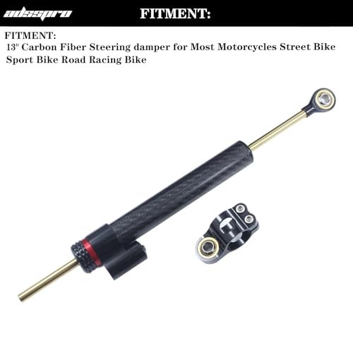 Adsspro Motorcycle Universal CNC Aluminum 13" Carbon Fiber Steering Damper Adjustable Damper Universal Steering Stabilizer For Sport Bike Street Bike Safety Control - Image 2