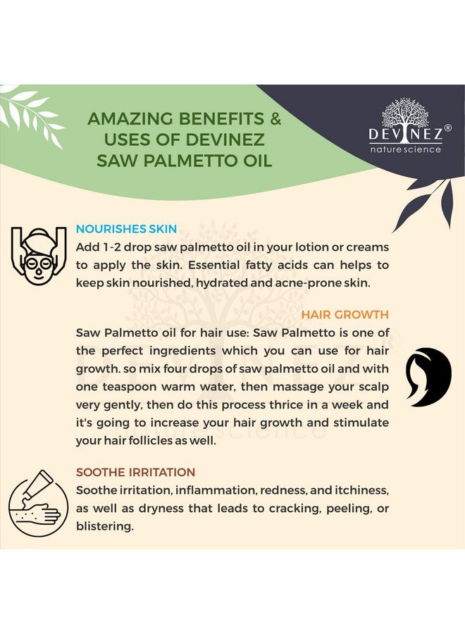 Devinez Saw Palmetto Oil for Hair Growth 1ltr ,Serenoa Repens , Natural Hair Growth Vitalizer Enriched with 100% Pure Organic with Undiluted Therapeutic grade Oils with Metal Anodized Aluminum Bottle (Pack Of 1) - Image 5