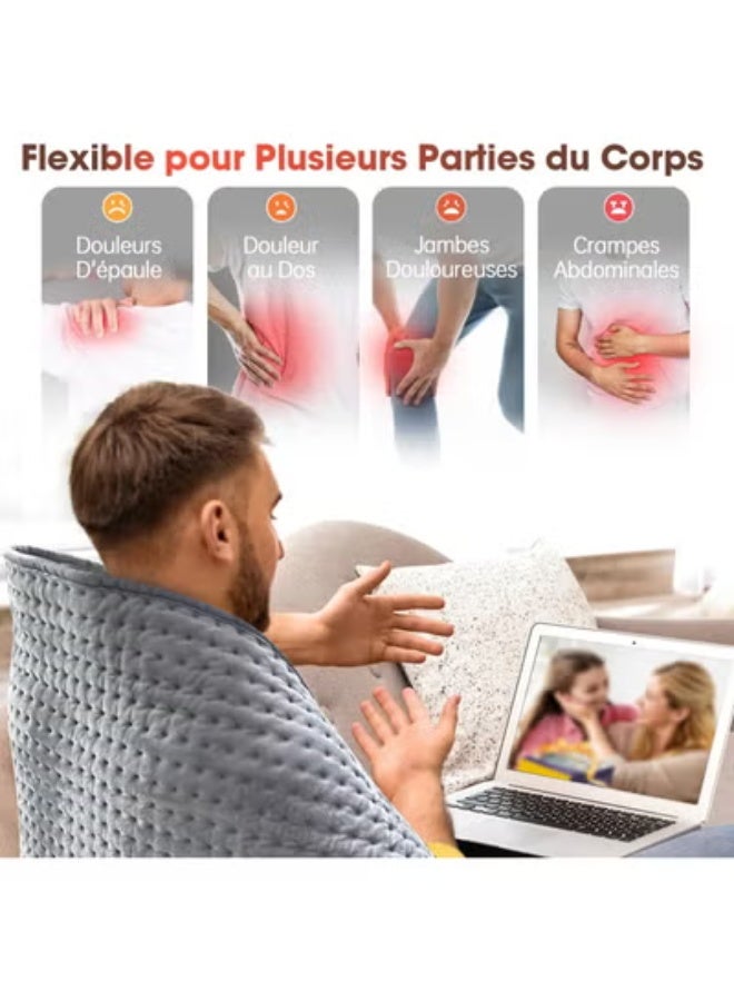 وسادة تدفئة كهربائية كبيرة جدًا 1م×50سم مع 4 مؤقتات وتسخين سريع للظهر والرقبة والكتف، بطانية فائقة النعومة قابلة للغسل - Image 4