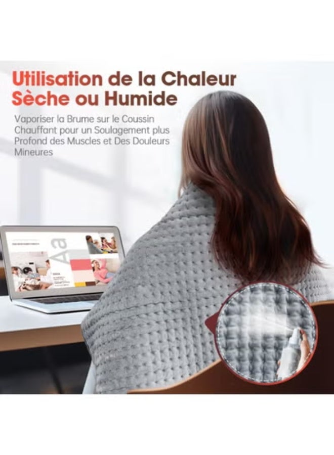 وسادة تدفئة كهربائية كبيرة جدًا 1م×50سم مع 4 مؤقتات وتسخين سريع للظهر والرقبة والكتف، بطانية فائقة النعومة قابلة للغسل - Image 2