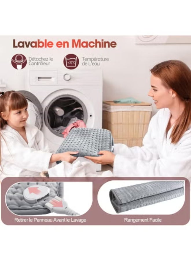 وسادة تدفئة كهربائية كبيرة جدًا 1م×50سم مع 4 مؤقتات وتسخين سريع للظهر والرقبة والكتف، بطانية فائقة النعومة قابلة للغسل - Image 3