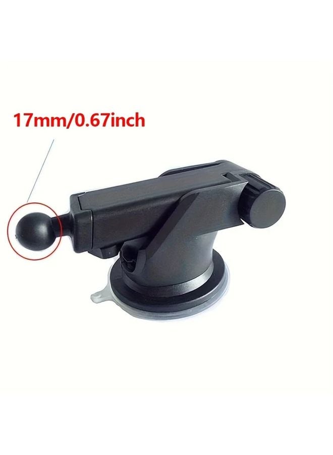 Black Car Phone Holder 17mm Suction Cup Telescopic Rotating Adjustable Mount - Image 2