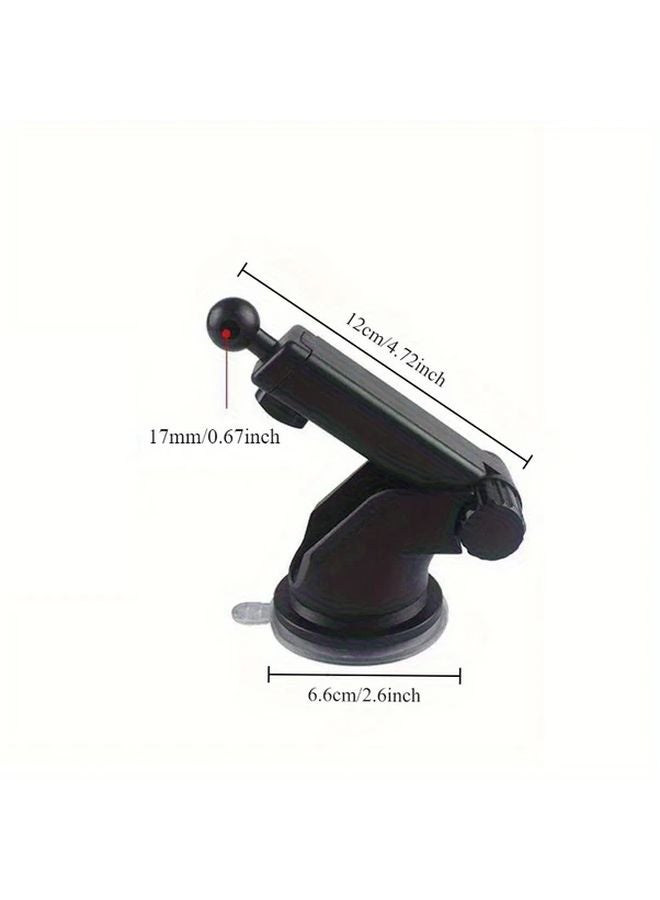 Black Car Phone Holder 17mm Suction Cup Telescopic Rotating Adjustable Mount - Image 3