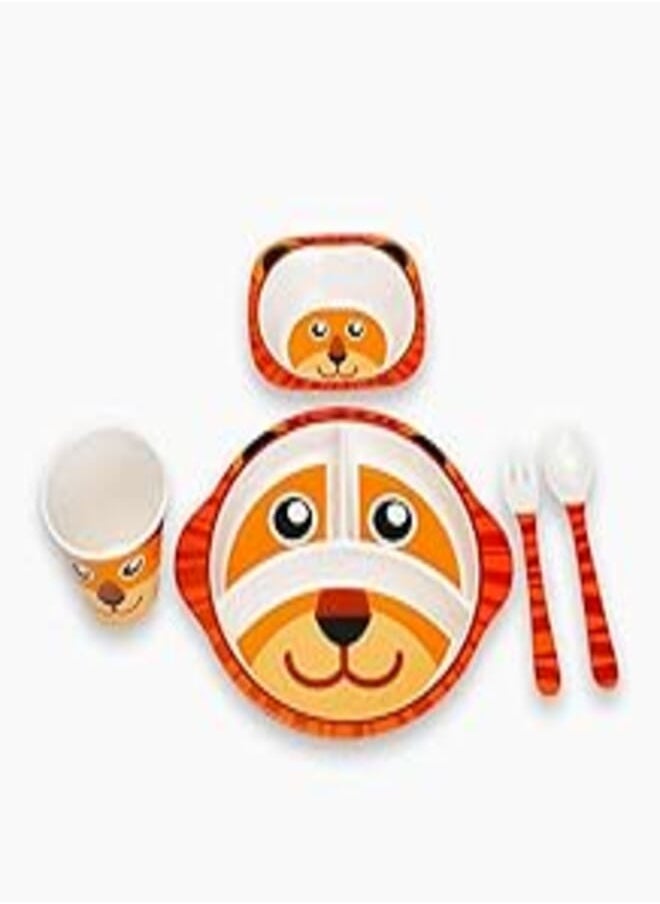 Moments - Moments Tiger Melamine Kids Dinner 5-Pieces Set, Multicolor - Image 1