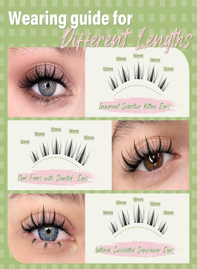 KEYYOU Fairy Lash Clusters 144Pcs D Curl 8-18MIX Manga Lash Extension Eyelash Extension Wispy Natural Invisible Band Lash with Waterproof DIY Lash Extension at Home(Fairy-D-8-18MIX) - Image 5