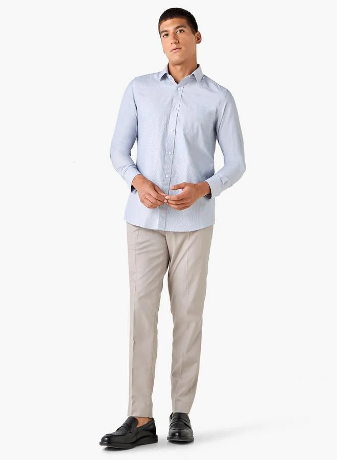 Splash FAV Regular Fit Striped Shirt with Collar and Long Sleeves