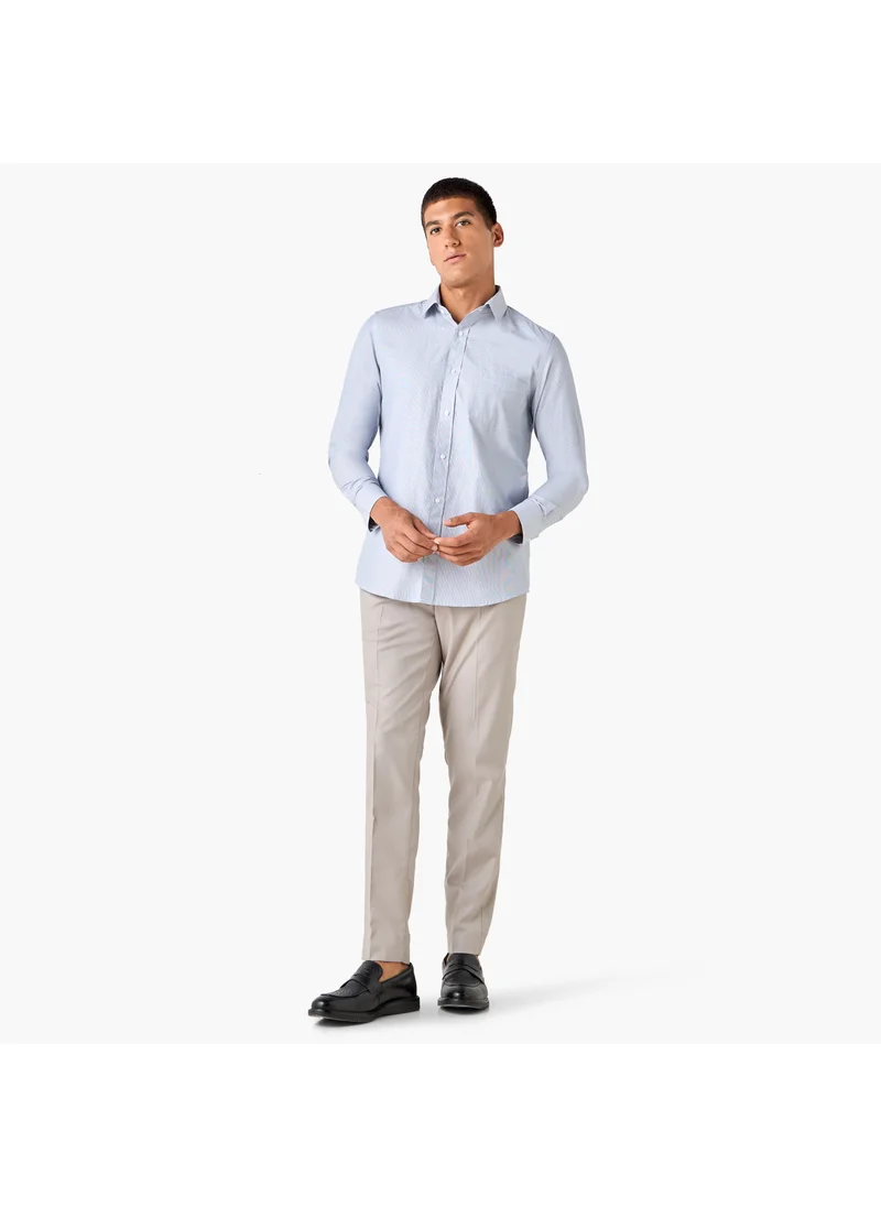 FAV Regular Fit Striped Shirt with Collar and Long Sleeves