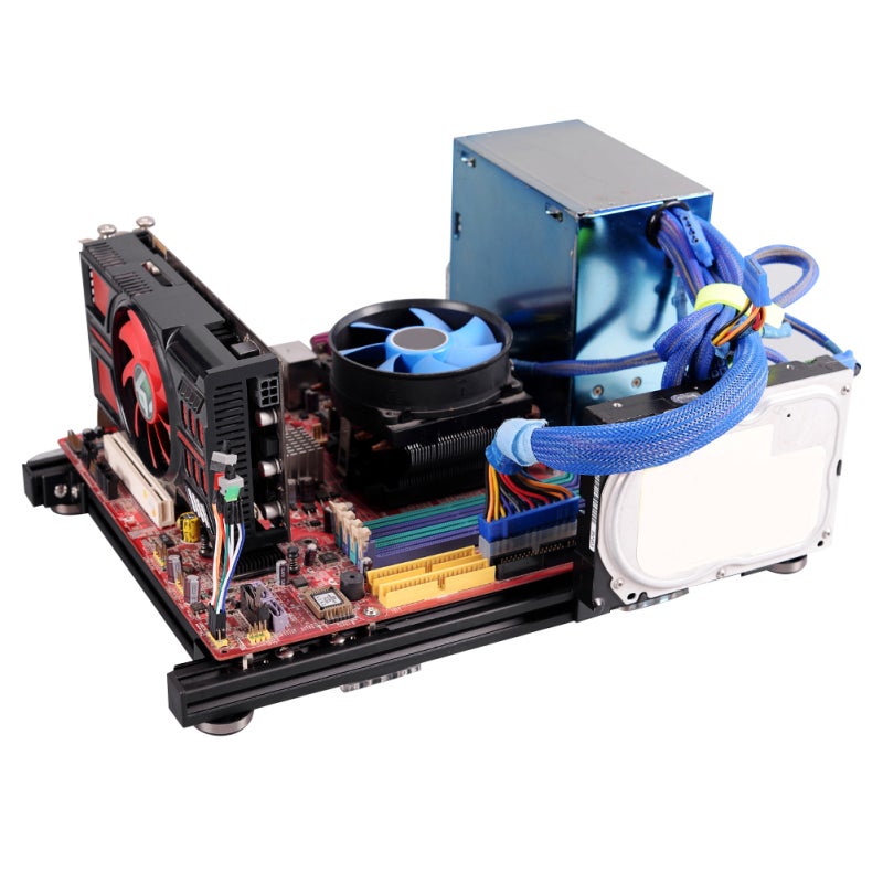 M ATX Computer Case Aluminum Bare Building Blocks Frame - Lightweight Open Frame Design for ATX Power Supply - Easy Assemble Stackable DIY for Overclocking Testing - Image 5