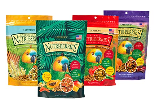 LAFEBER'S Gourmet Nutri-Berries Pet Bird Food Variety Sampler Bundles, Made with Non-GMO and Human-Grade Ingredients, for Parrots, 10 oz. Each (4 Pk Bundle) - Image 1