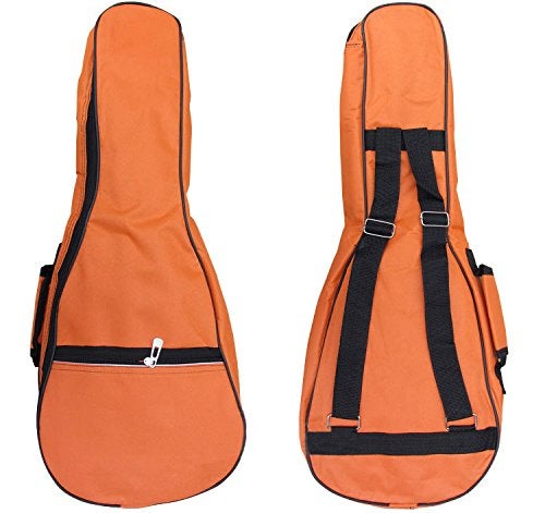 HOT SEAL Waterproof Durable Colorful Ukulele Cotton Case Bag with Storage (21in, orange) - Image 2