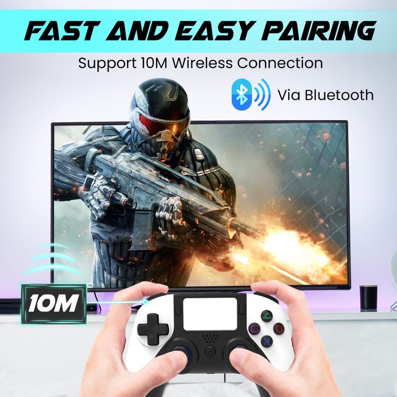 megacom Wireless Bluetooth Controller for P4/PC â€“ Gamepad with 2 Remap Keys, Dual Vibration, Rechargeable Battery, 3.5mm Audio Jack, Touchpad, Speaker â€“ Compatible with P4 Console & Windows Gaming - Image 5