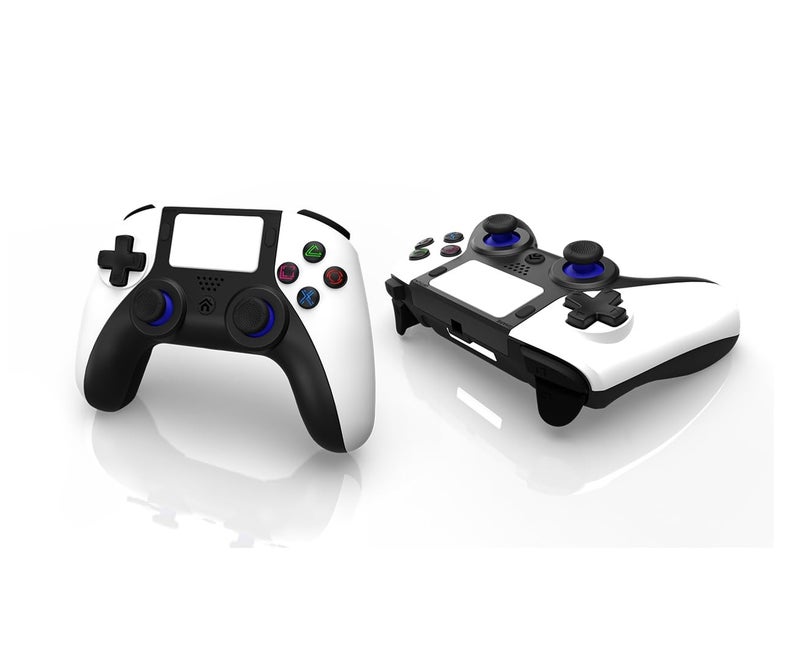 megacom Wireless Bluetooth Controller for P4/PC â€“ Gamepad with 2 Remap Keys, Dual Vibration, Rechargeable Battery, 3.5mm Audio Jack, Touchpad, Speaker â€“ Compatible with P4 Console & Windows Gaming - Image 1