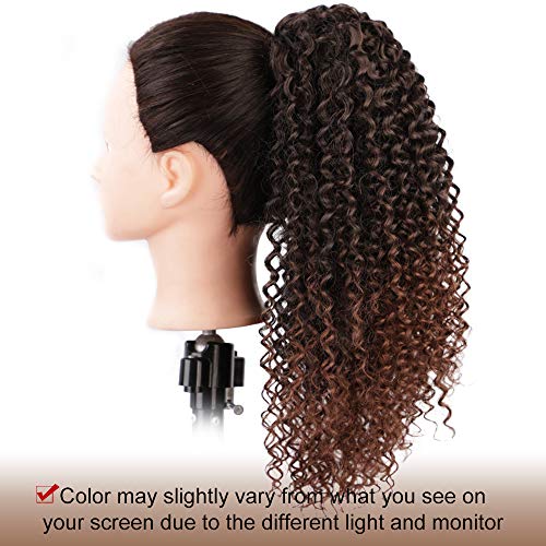 Vigorous Ponytail Extension 14Inch Drawstring Ponytail for Black Women Short Fluffy Afro Kinky Curly Pony Tails Hair Extensions (1B/33) - Image 2