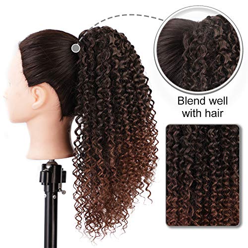 Vigorous Ponytail Extension 14Inch Drawstring Ponytail for Black Women Short Fluffy Afro Kinky Curly Pony Tails Hair Extensions (1B/33) - Image 4