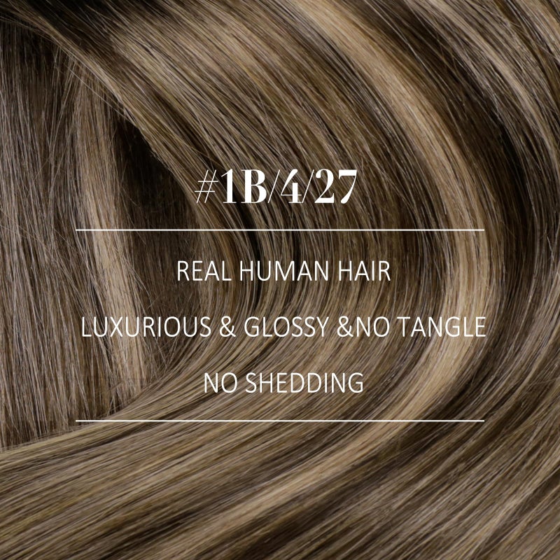 YoungSee 18 Inch Clip in Hair Extensions Black Ombre 120G Clip in Human Hair Extensions Balayage Natural Black Ombre Dark Brown Mix Caramel Brown Clip ins Extensions Ease of Use 18In 7Pcs - Image 2