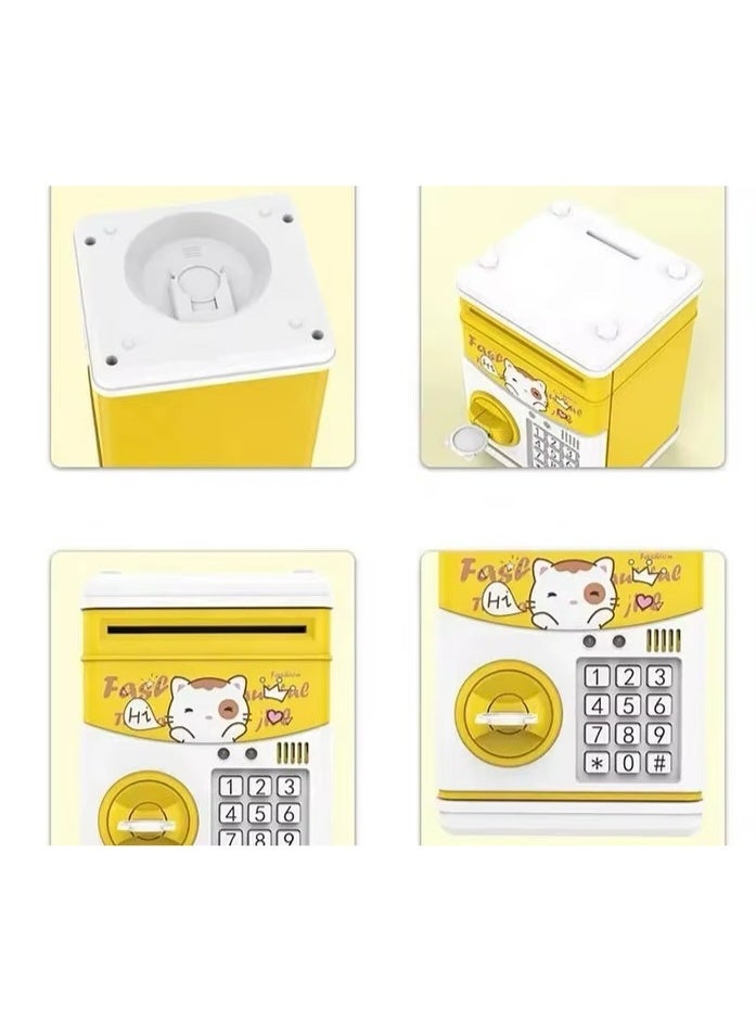 Digital Password Piggy Bank for Kids for Paper Money and Coins ATM Style, Kids Birthday Gifts (Yellow) - Image 2