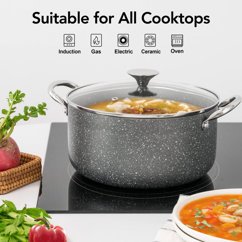 MICHELANGELO 5 Quart Stock Pot with Lid, Nonstick Soup Pot with Lid, Induction Pot for Cooking, 5 Qt Pot with Lid, Non Stick Pot for Kitchen, Stockpot with Stainless Steel Handle, Oven Safe - Image 4