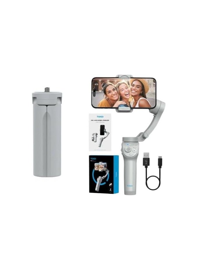 توكوي حامل موبايل محمول باليد ثلاثي المحاور ام 01، مثبت تسجيل الفيديو مضاد للاهتزاز للهواتف الذكية ومدونات الفيديو وتيك توك ويوتيوب. - Image 1