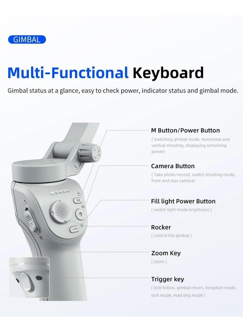توكوي حامل موبايل محمول باليد ثلاثي المحاور ام 01، مثبت تسجيل الفيديو مضاد للاهتزاز للهواتف الذكية ومدونات الفيديو وتيك توك ويوتيوب. - Image 2