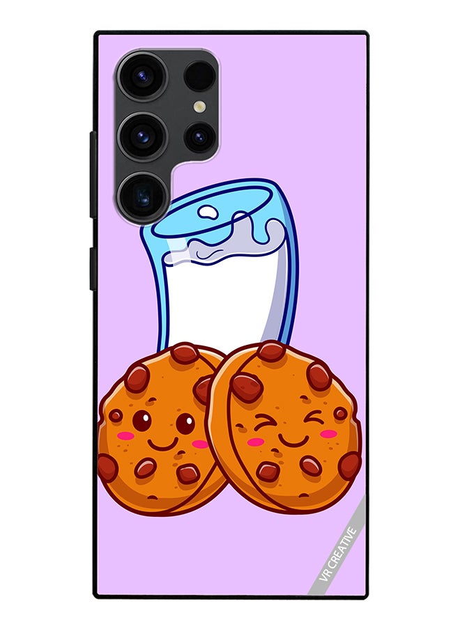 VR CREATIVE Protective Case Cover For Samsung Galaxy S24 Ultra Milk And Cookies Design Multicolour - Image 1