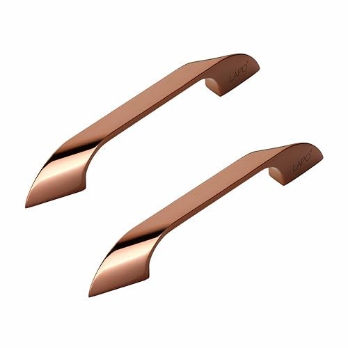 LAPO 4 Inch Cabinet Handles for Kitchen Units, Suitable for Wardrobe and Pooja Mandir, Scratch Resistant Surface, DIY Installation, 3 Years Warranty (96mm, PVD Rose Gold Finish, Pack of 2) – Twist - Image 1