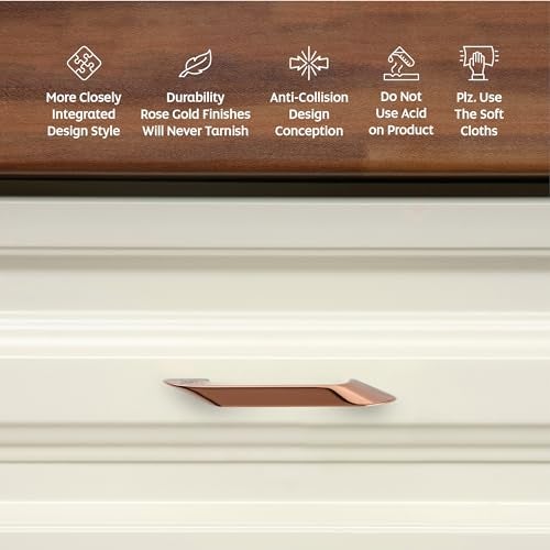 LAPO 4 Inch Cabinet Handles for Kitchen Units, Suitable for Wardrobe and Pooja Mandir, Scratch Resistant Surface, DIY Installation, 3 Years Warranty (96mm, PVD Rose Gold Finish, Pack of 2) – Twist - Image 4
