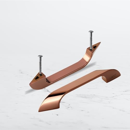 LAPO 4 Inch Cabinet Handles for Kitchen Units, Suitable for Wardrobe and Pooja Mandir, Scratch Resistant Surface, DIY Installation, 3 Years Warranty (96mm, PVD Rose Gold Finish, Pack of 2) – Twist - Image 3