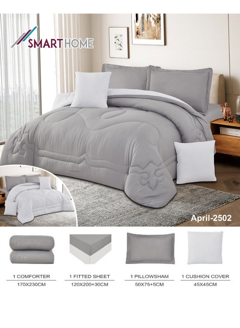 سمارت هوم مفرش صيفي نفر يناسب سرير مقاس 120×200 سم ، المفرش قابل للإستخدام على الوجهين، طقم مفارش بحشوة دبل ، طقم نوم مصنوع من المايكروفايبر يتكون من 4 قطع ( 1 مفرش بحشوة + 1 واقي مرتبة مطاط + 1 كيس مخدة + 1 كيس للوسادة المربعة ) مقاس المفرش 230X170 سم ومقاس واقي المرتبة 120×200+30 سم - Image 3