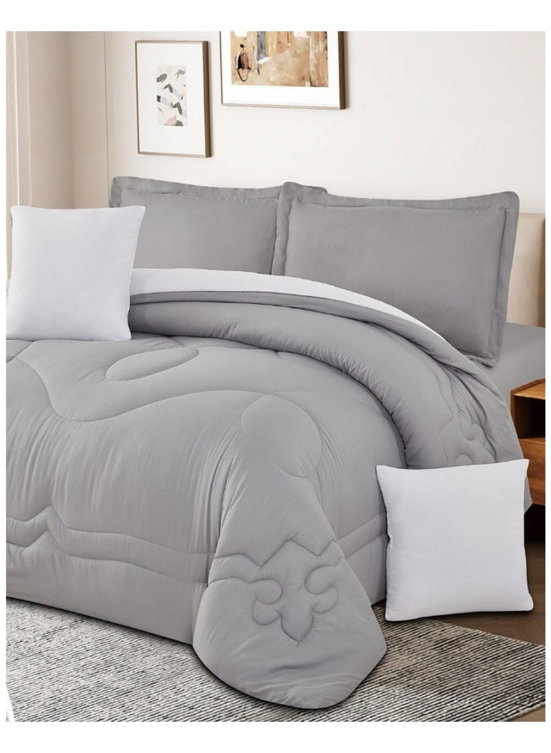 سمارت هوم مفرش صيفي نفر يناسب سرير مقاس 120×200 سم ، المفرش قابل للإستخدام على الوجهين، طقم مفارش بحشوة دبل ، طقم نوم مصنوع من المايكروفايبر يتكون من 4 قطع ( 1 مفرش بحشوة + 1 واقي مرتبة مطاط + 1 كيس مخدة + 1 كيس للوسادة المربعة ) مقاس المفرش 230X170 سم ومقاس واقي المرتبة 120×200+30 سم - Image 2