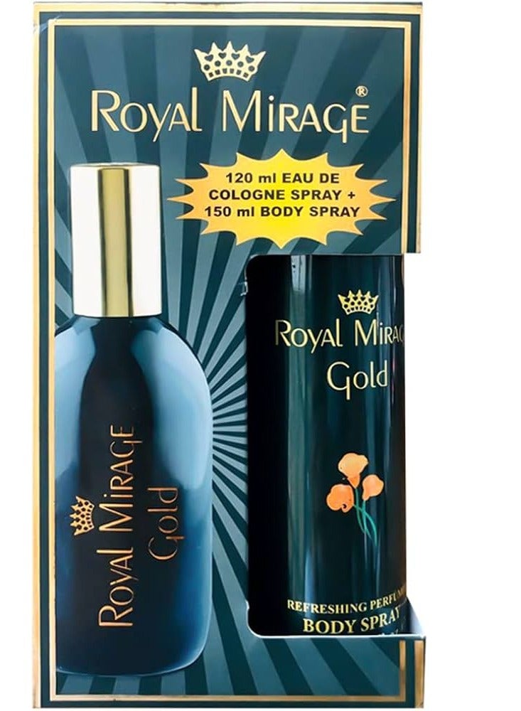 Royal Mirage Perfume & Deodorant Gift Set, Long Lasting Scent, Fragrance Deo Body Spray, Perfume 120ml + Deo 150ml Gold - Image 1